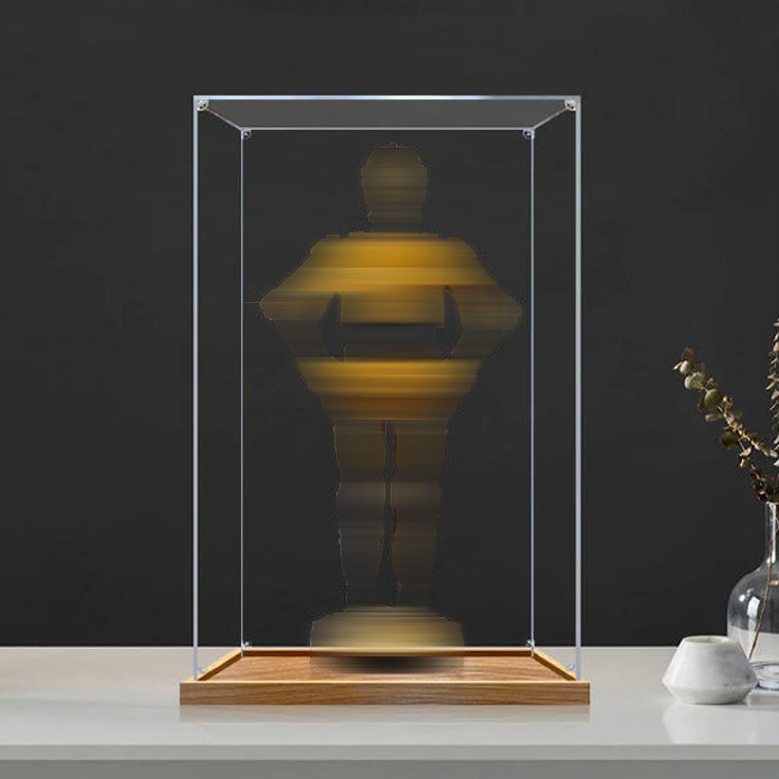 Acrylic Display Case Compatible with Lego 75398 Robot Model, Dustproof Transparent Storage Box, Compatible with Lego 75398 (Model Not Included) (2mm-Wooden base)