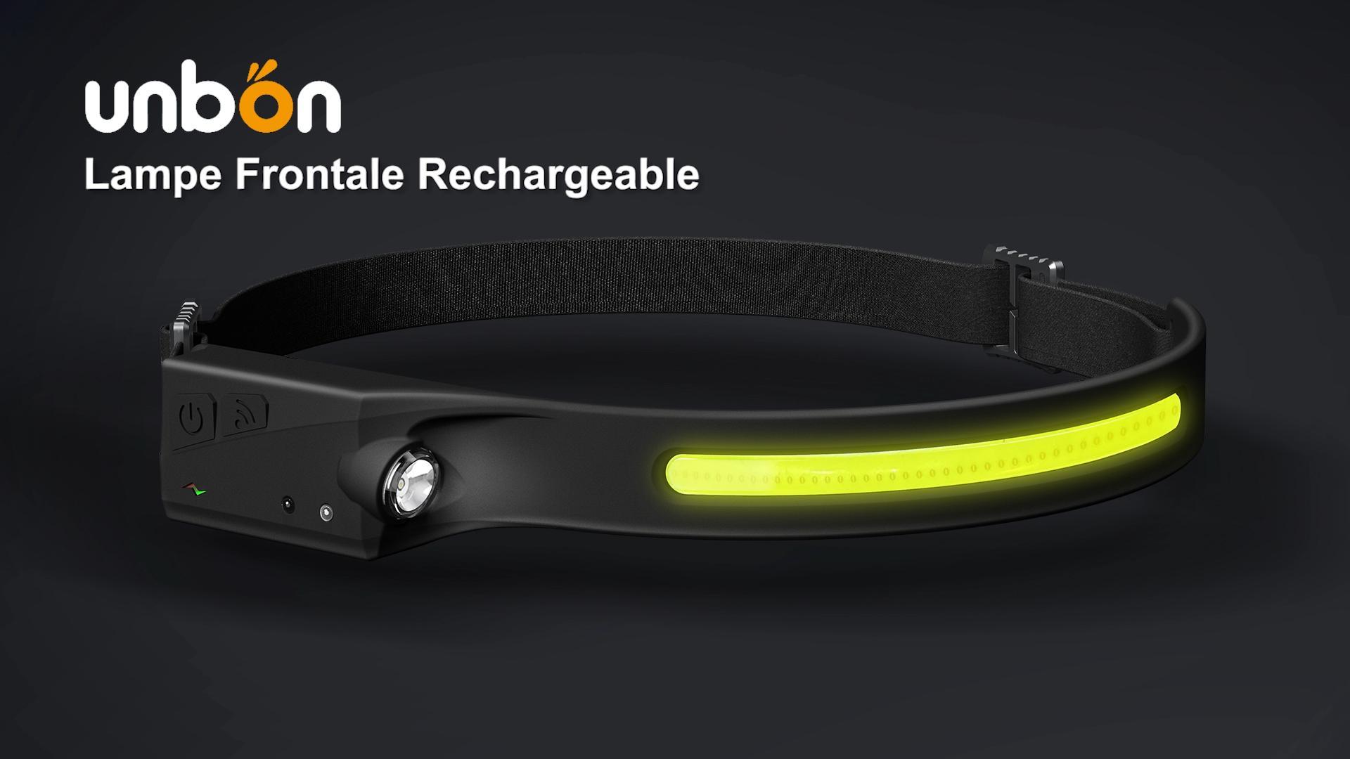 Lampe Frontale Rechargeable USB 350 Lumens - 5 Modes, Détecteur De Mouvement, Étanche IPX4