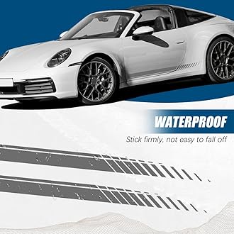 2Pcs Sports Racing Stripe Graphic Stickers, Side Door Vinyl Decals, Universal Car Decoration Accessories (Gray)