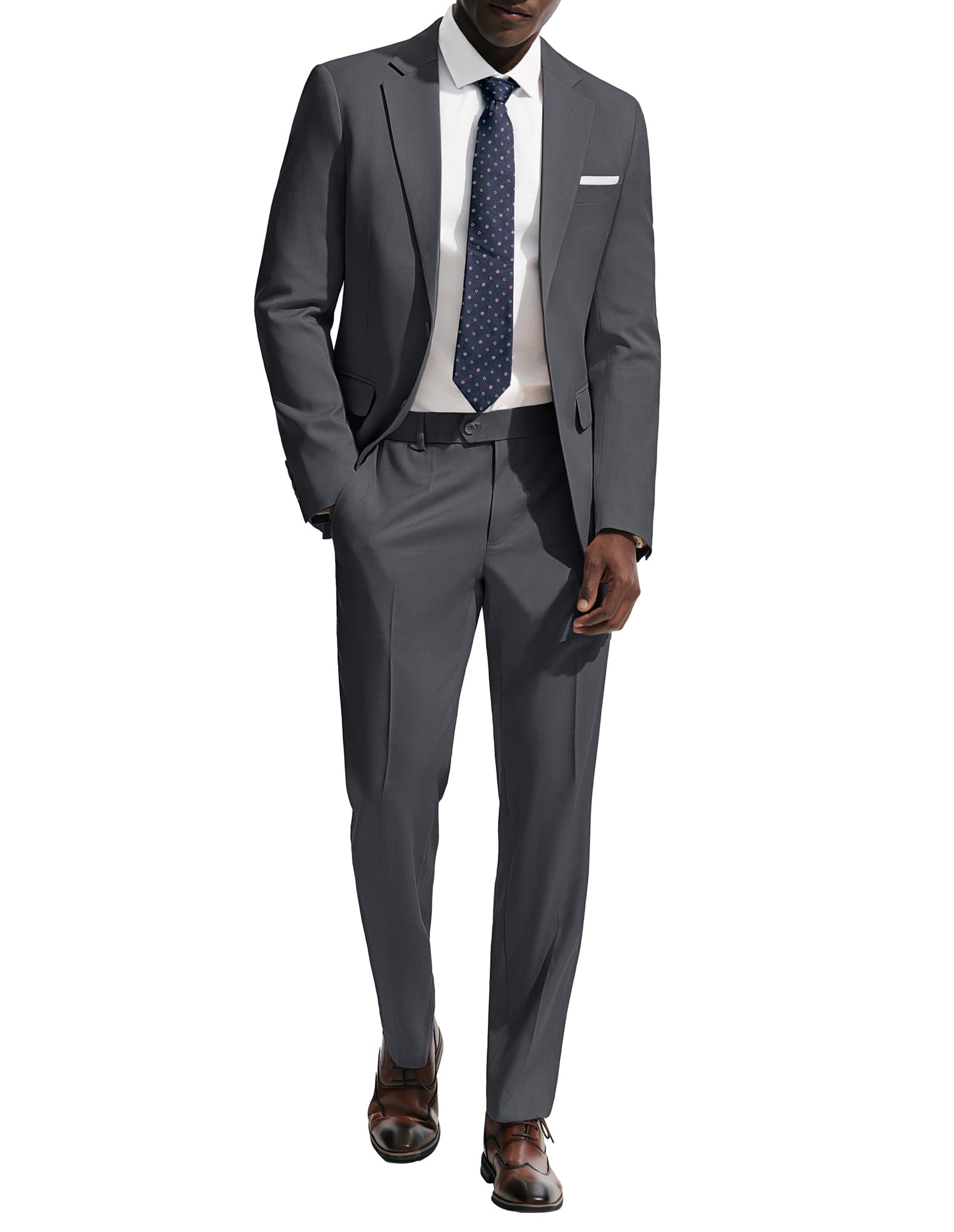 PJ PAUL JONES Mens Suit 2 Piece Classic Fit Suits Two Button Casual Blazer Suit Sets Business Dress