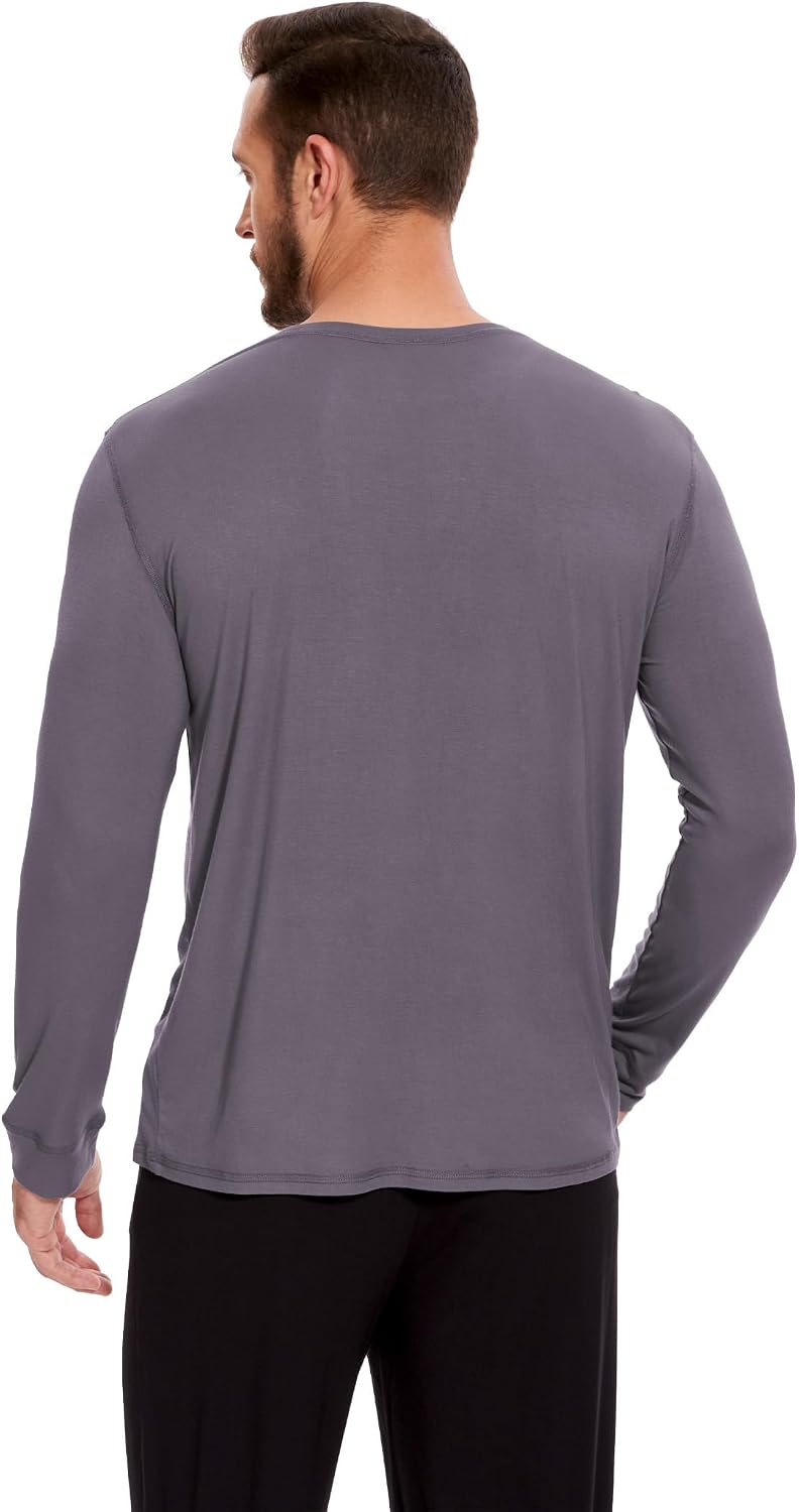 GYS Bamboo-Derived Viscose Men's Pajama Top Soft Long Sleeve Sleep T-Shirt