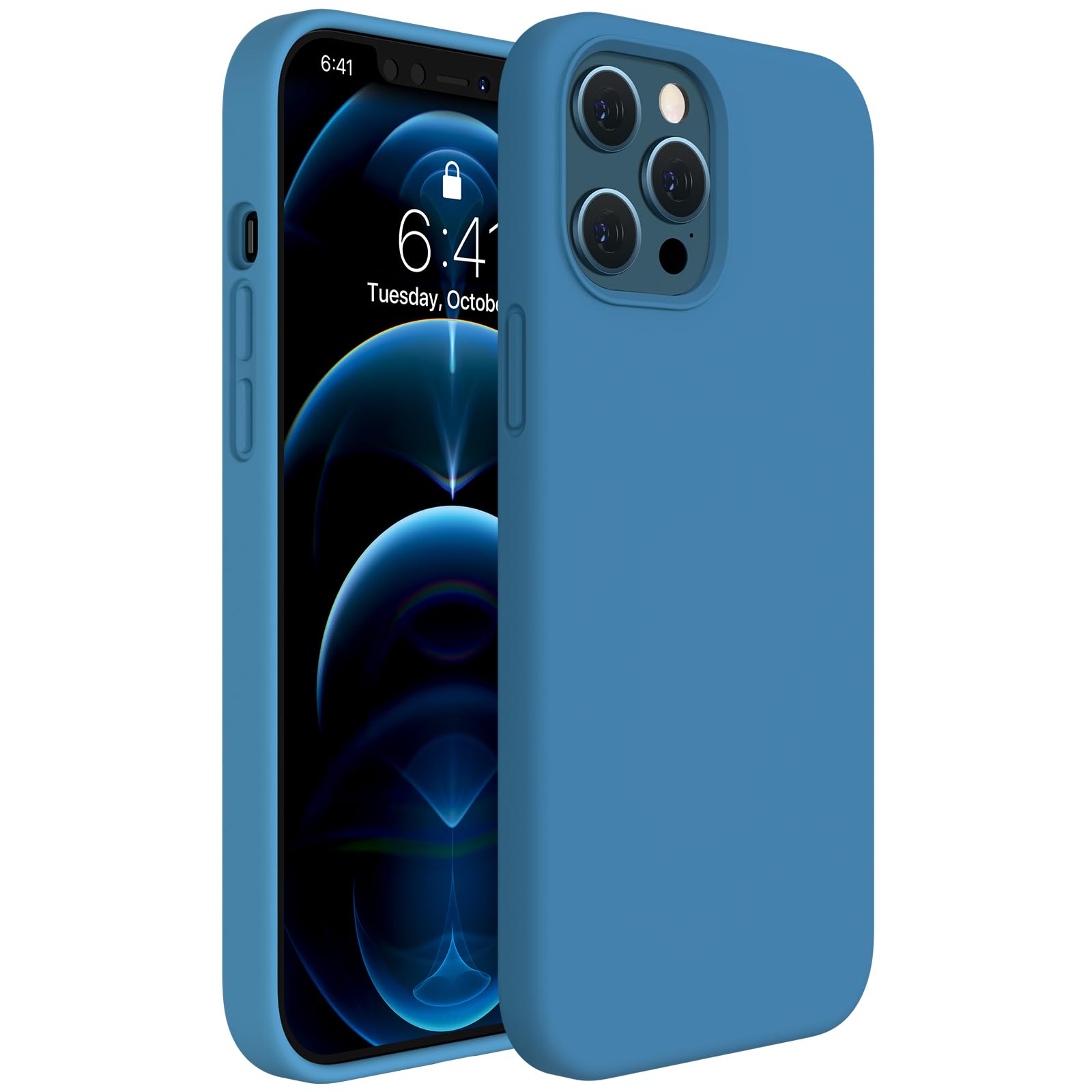 Miracase Compatible with iPhone 12 Pro Max Case, [Soft Anti-Scratch Microfiber Lining], Liquid Silicone Case Gel Rubber Shockproof Drop Protection