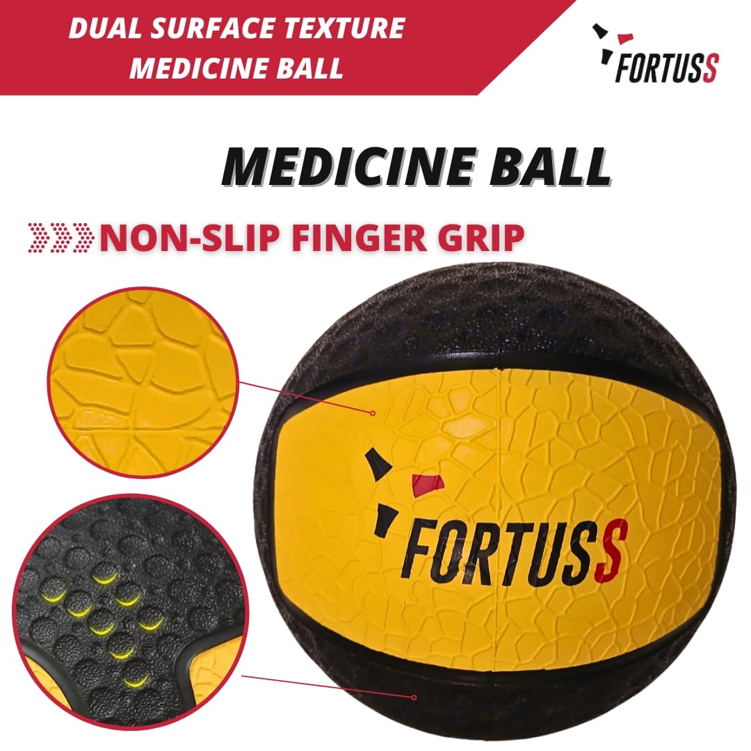 Medicine Ball 1 KG | Comfort Non-Slip Dual Finger Grip Textured for Strength Training - Solid Training Exercise Ball, Durable Rubber Finish, Consistent Weight Distribution