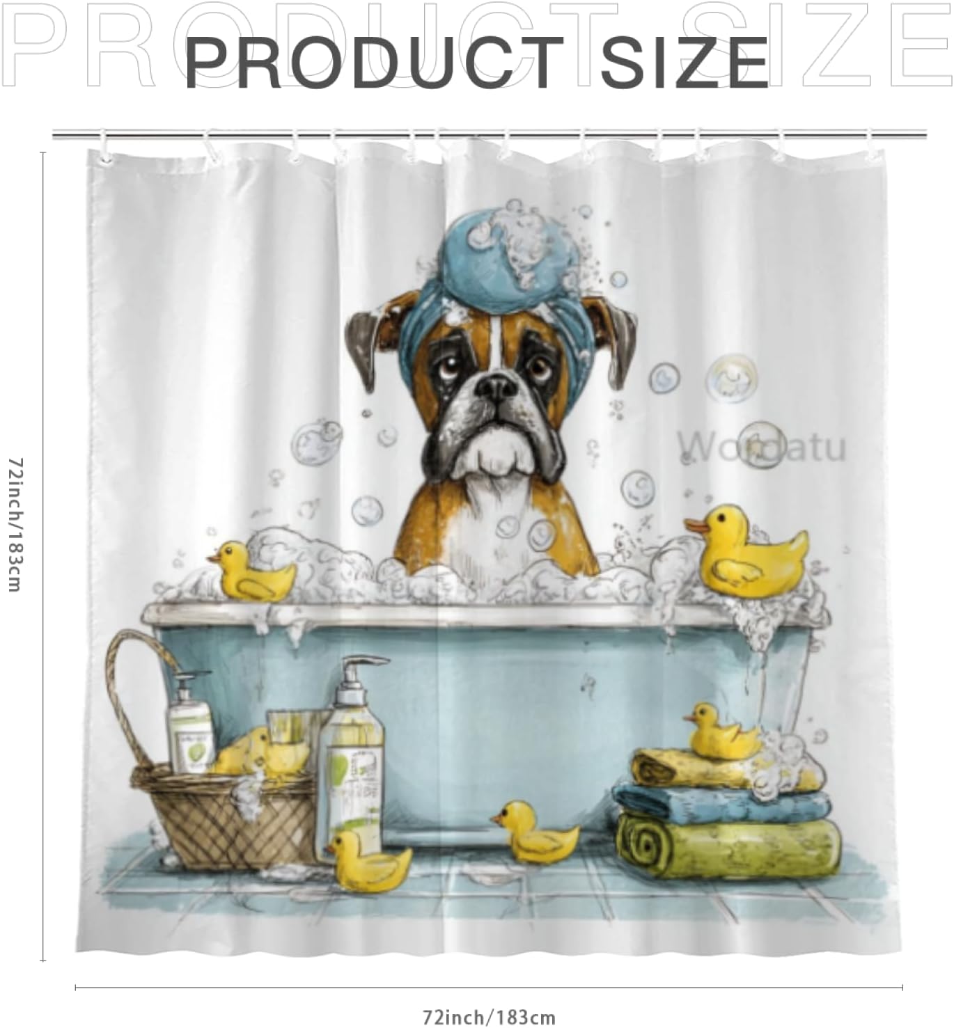 Cute Boxer Dog Kids Shower Curtain for Bathroom Decor Funny Animal Child Lovely Farmhouse Pet Footprint Fabric Waterproof Polyester 12 Hooks 72x72 Inches