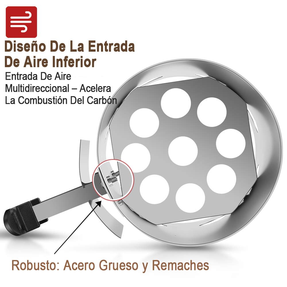 BEAU JARDIN Encendedor de carbón para Barbacoa para encender la Parrilla Arrancador Chimenea Chimenea de 28 x 18 cm Plata Chimenea de Encendido de Encendido Parrilla de Barbacoa Encendedor