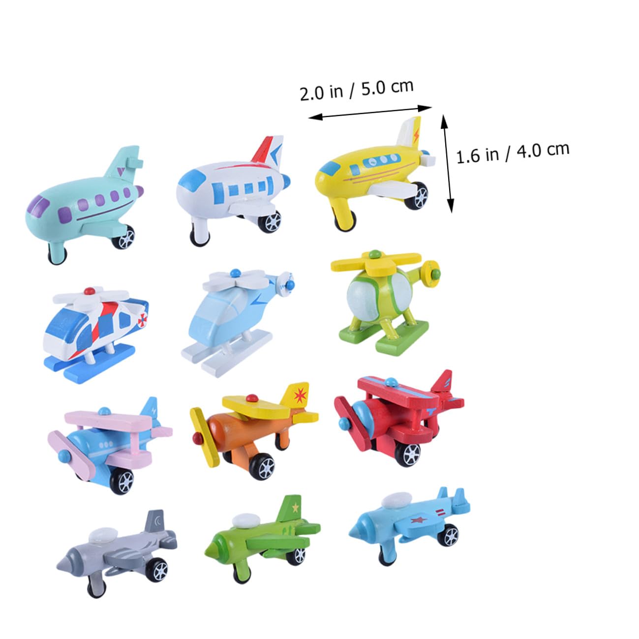 12 Pezzi Mini Aereo Giocattolo in Legno, Educativo Colorato Resistente Agli Urti, Set Didattico per Prima Infanzia e Regalo di Compleanno