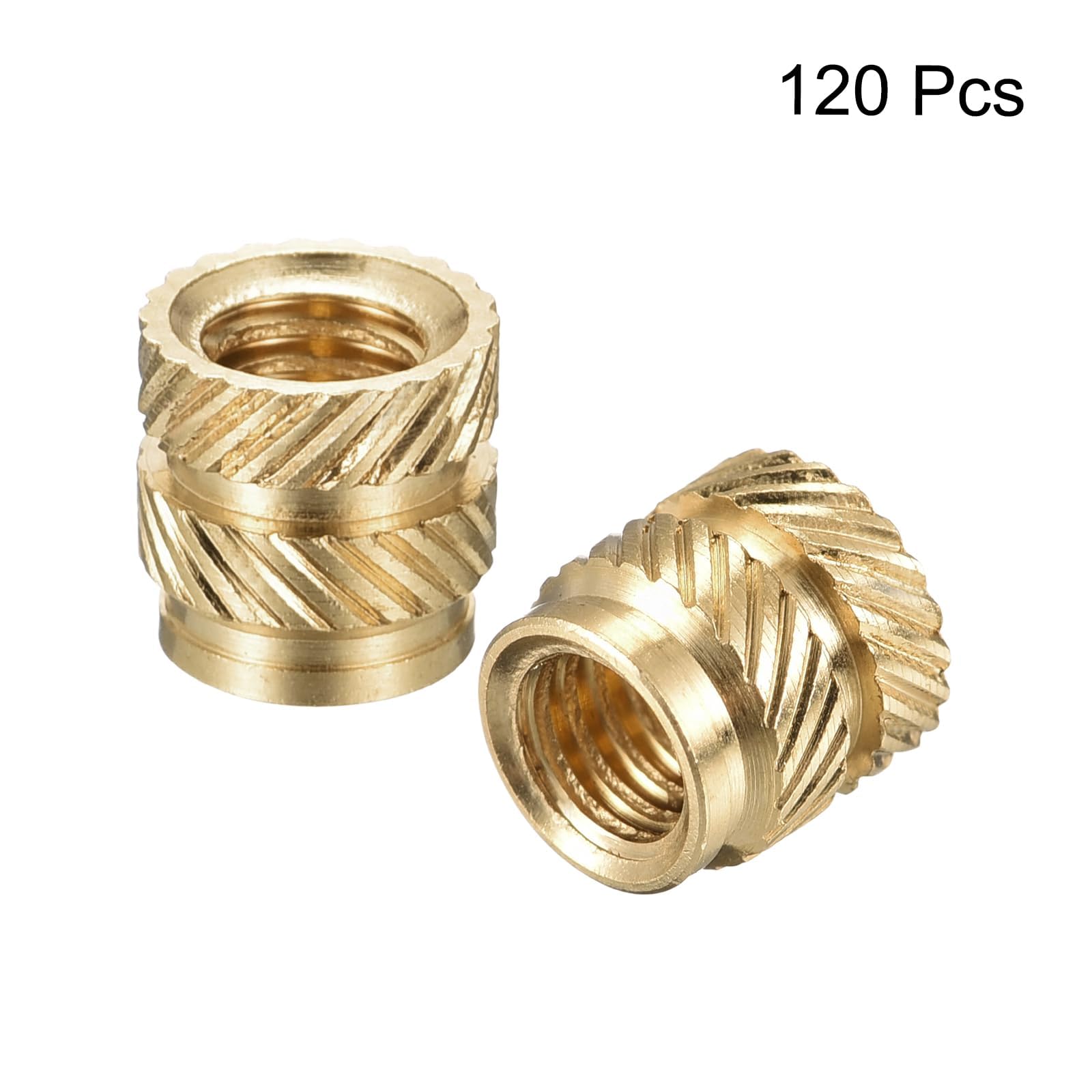 TOP-VIGOR 120Pcs M4 Threaded Knurled Insert Nuts, M4 x 6mm x 6mm OD 3D Printing Brass Nuts - Image 3