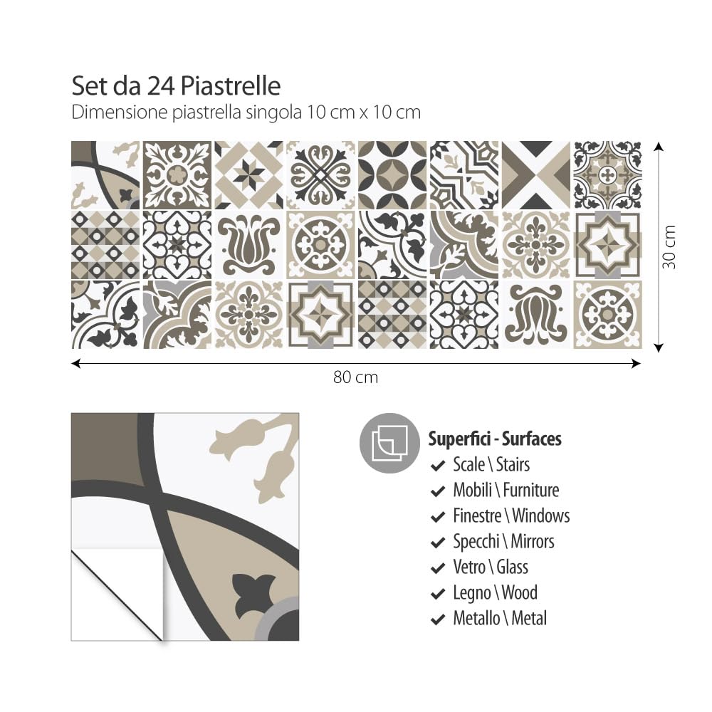 Adesivi Per Piastrelle Da Bagno E Cucina - 24 Pezzi 10x10 Cm, Stile Mosaico, Impermeabili E Facili Da Applicare - Foto 10