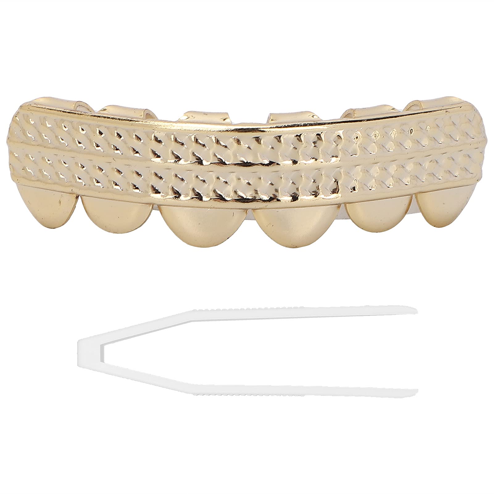 Grills For Your Teeth 18k Plated Gold Teeth Grill, Hip Hop Teeth Reusable False Teeth, Gnarly Teeth Environmentally Grillz Teeth, Fake Braces Fake Teeth Halloween For Women Men Kids