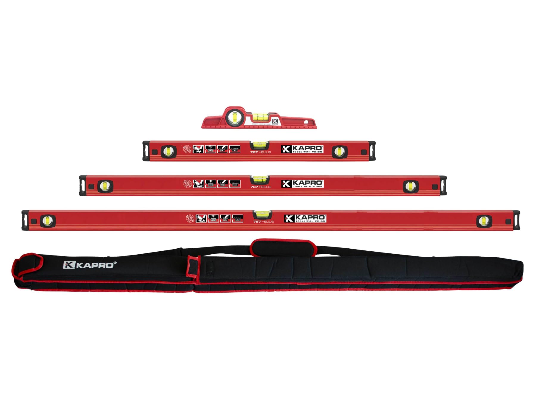 Kapro Red 787 Series 4 Piece Level Set