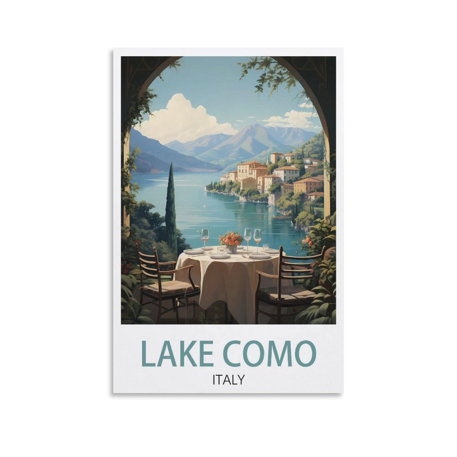 PuPLuM Lake Como Italy Vintage Travel Posters Landscape 20x30inch(50x75cm) Canvas Wall Art Posters for Living Room Decor Paintings for Home Decor