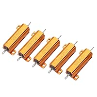 Vista 7 de 5pcs 50W 1 OHM aluminio alojado alambre herido resistencia tono oro