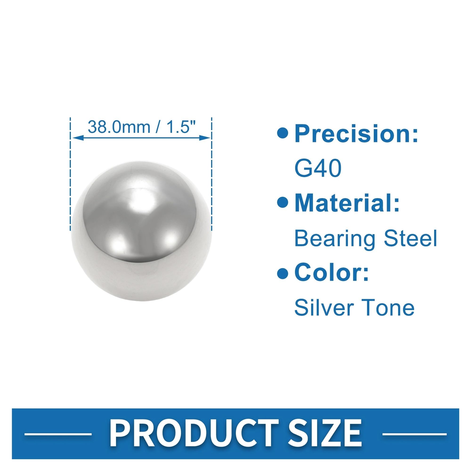 Bola De Rodamiento De Acero De Precisión, Tono Plateado, 38,0 Mm