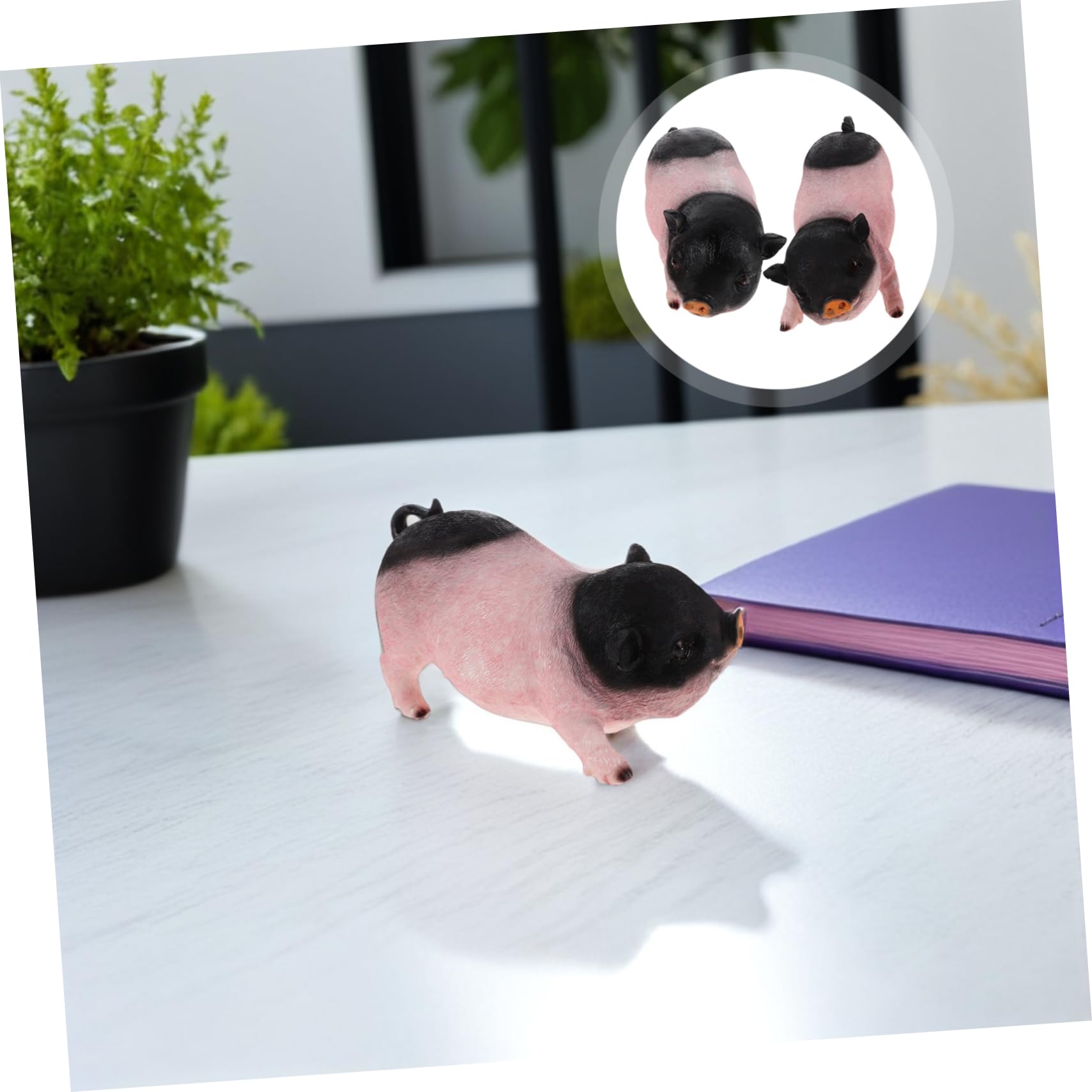 TOYANDONA 2piezas Estatua De Cerdo De Jardín Adorable De Resina Figura De Animal De Granja para Exteriores Decoración De Jardín para Lawn y Manualidades