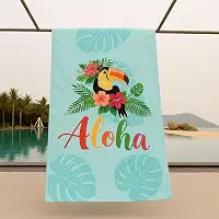 Toalha Estampada Grande 1,40m x 70cm Macia Absorve Piscina Praia Várias Dona Delicada Modelo (TUCANO ALOHA)