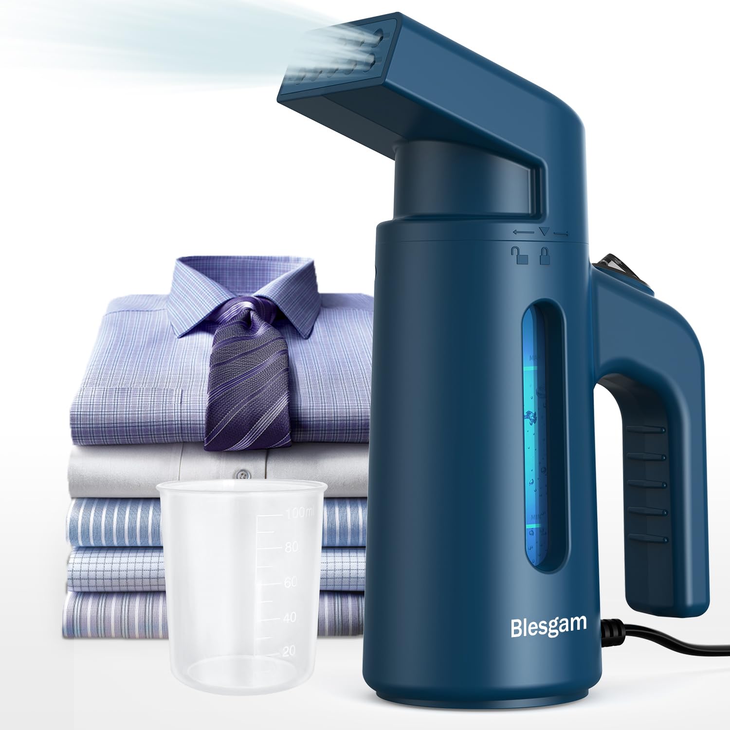 Vaporizador de ropa Blesgam de 700 W y doble fila, ideal para viajes, con tanque de agua de gran capacidad de 180 ml, calentamiento rápido en 40 segundos, ideal para el hogar y la oficina GY168