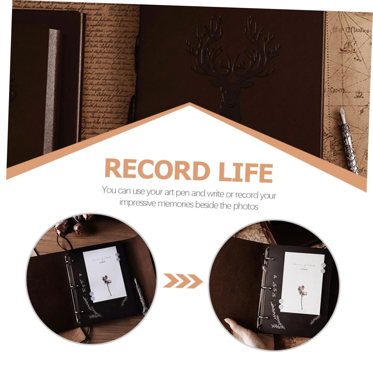 Levemolo Album Fotografico Vintage Fai da Te in Pelle PU Portafoto Portatile Resistente All’Usura Album Scrapbooking Retrò Personalizzabile per Famiglia Viaggi Matrimoni e Regali