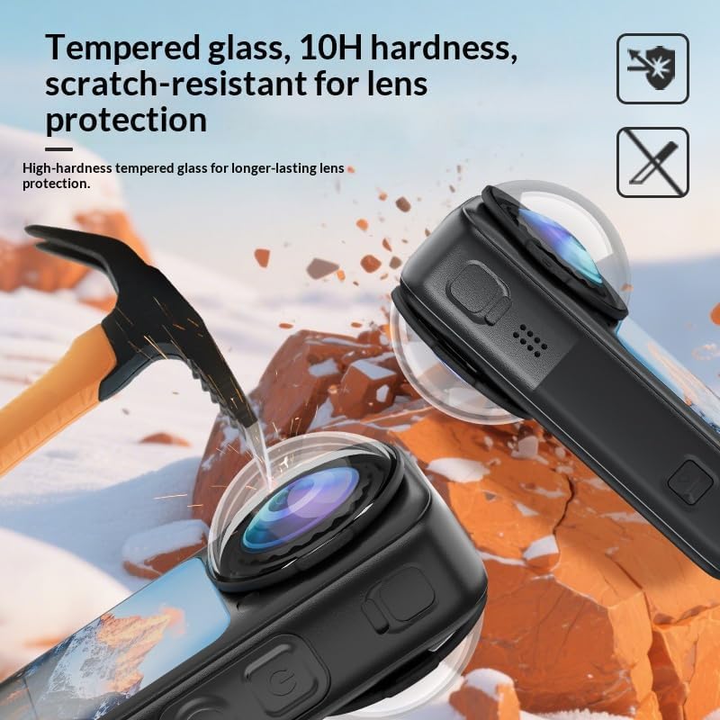 Image of Insta 360 X6 Dual Lens Protector Tempered Glass Lens Cap, 10H Hardness Scratch-Resistant Anti-Shock Lens Cover, 1:1 Precise Fit Camera Insta 360 Action Camera Accessories (X6 Dual Lens)