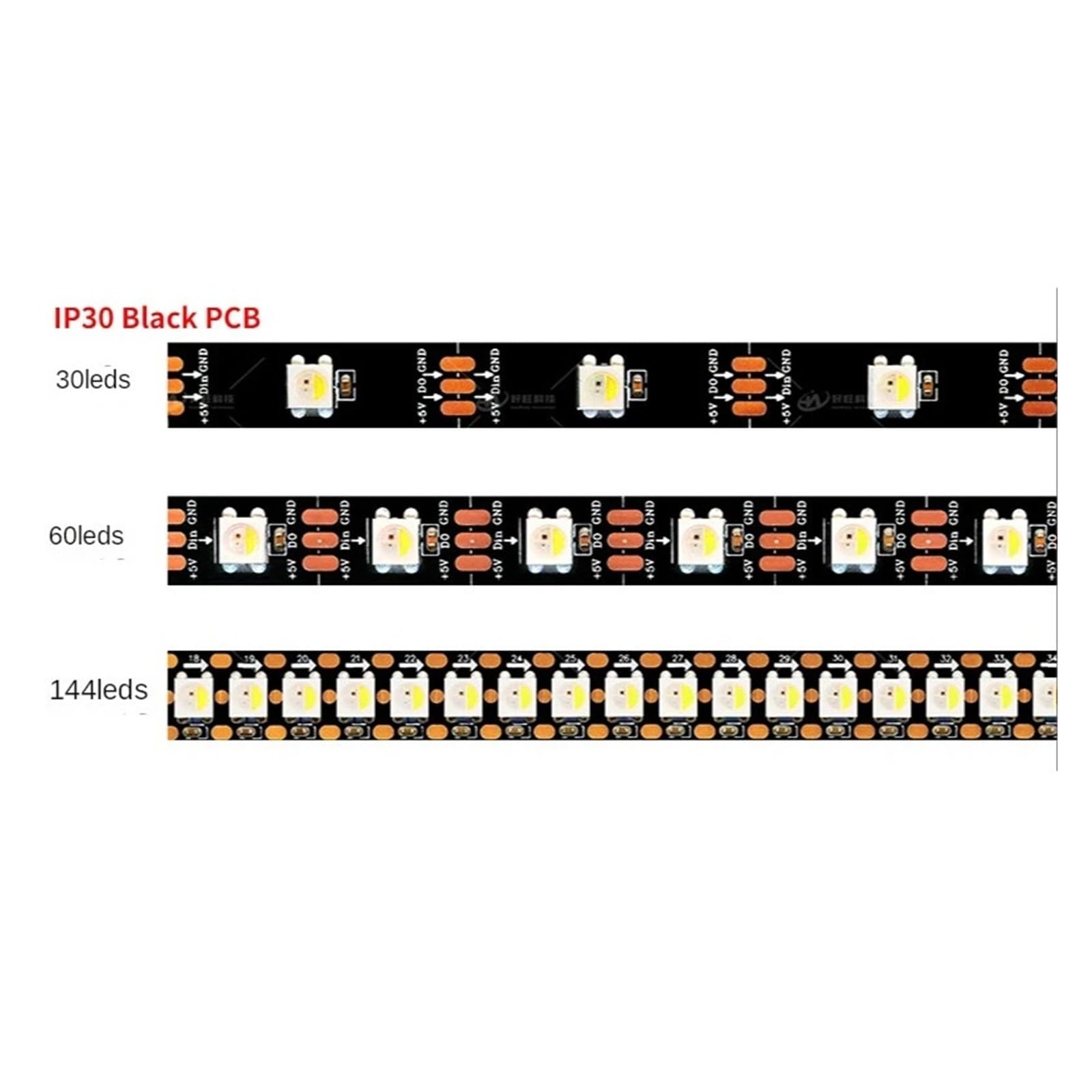 Indywidualnie adresowalna taśma LED RGBW 4 w 1, wielogatunkowa(RGBNW,BLACK PCB_5M 30 IP65)