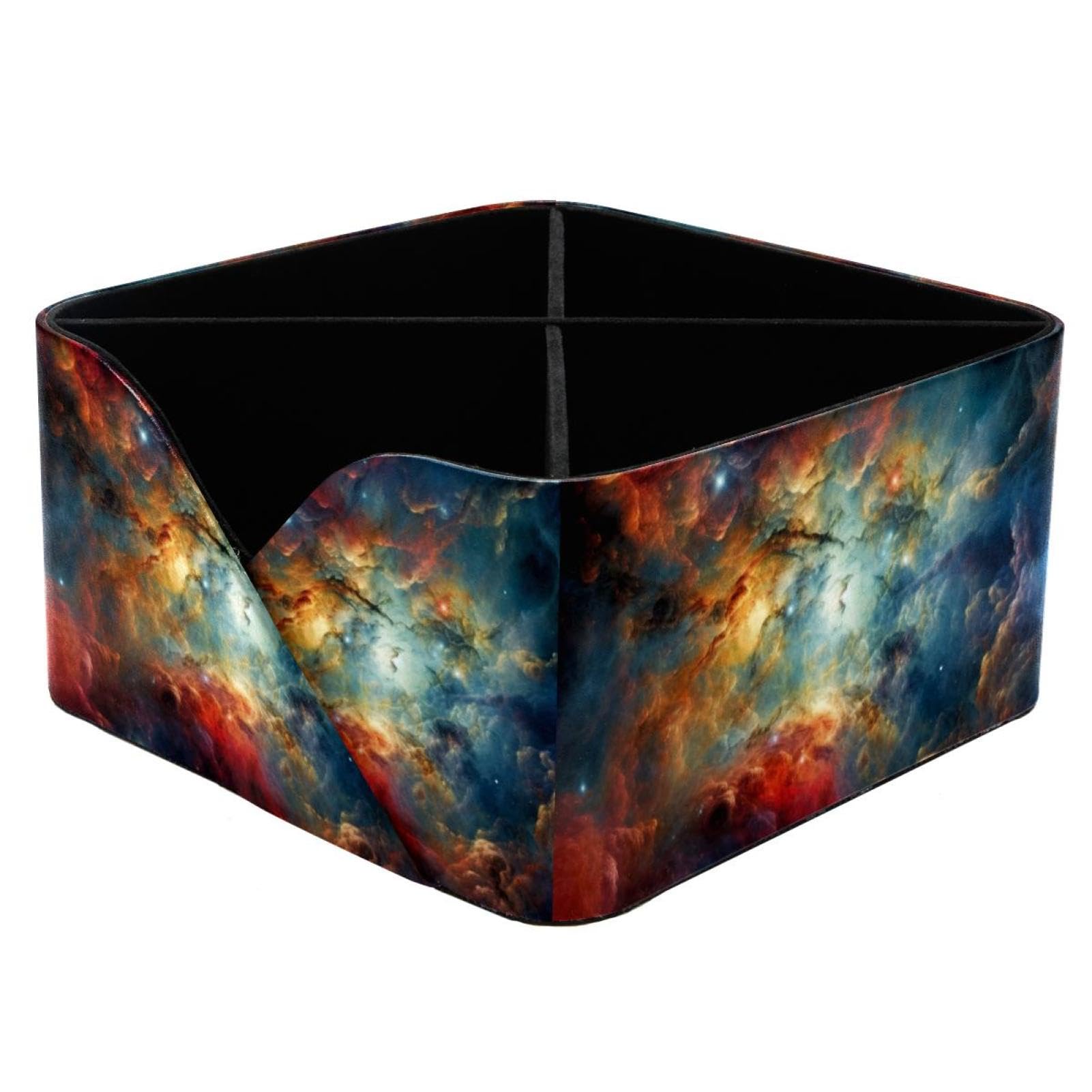 Porte-stylos rectangulaire rouge galaxie à deux compartiments