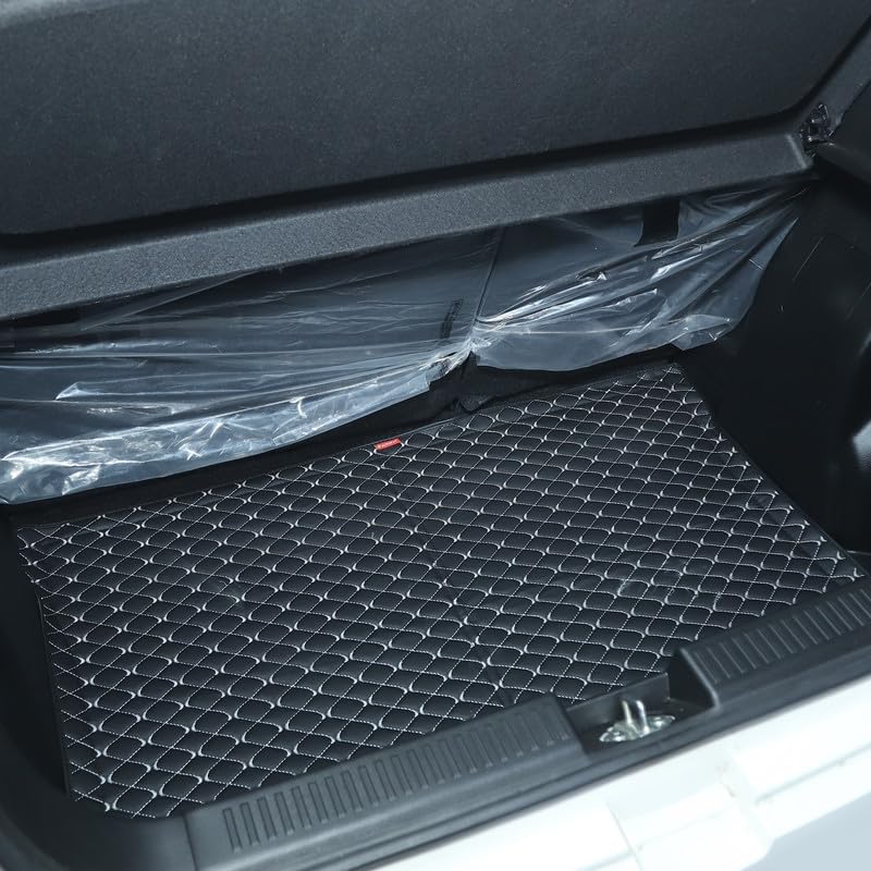 Image of 3 Layer Heat /Water Proof PU Leatherite Car Trunk /Boot /Dicky Mat for (Black and Silver, TATA Sierra)