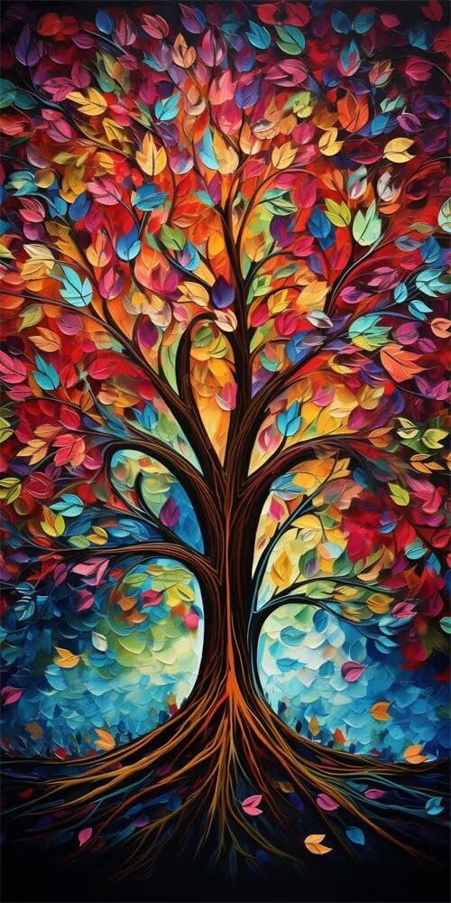 Diamond Painting Kits for Adults, 5D Diamond Art Colorful Trees 80x200cm, DIY Large Fantasy Tree Dimond Art kits Adults, Square Drill Crystal Rhinestone Embroidery Canvas for Home Decor (SQ876)