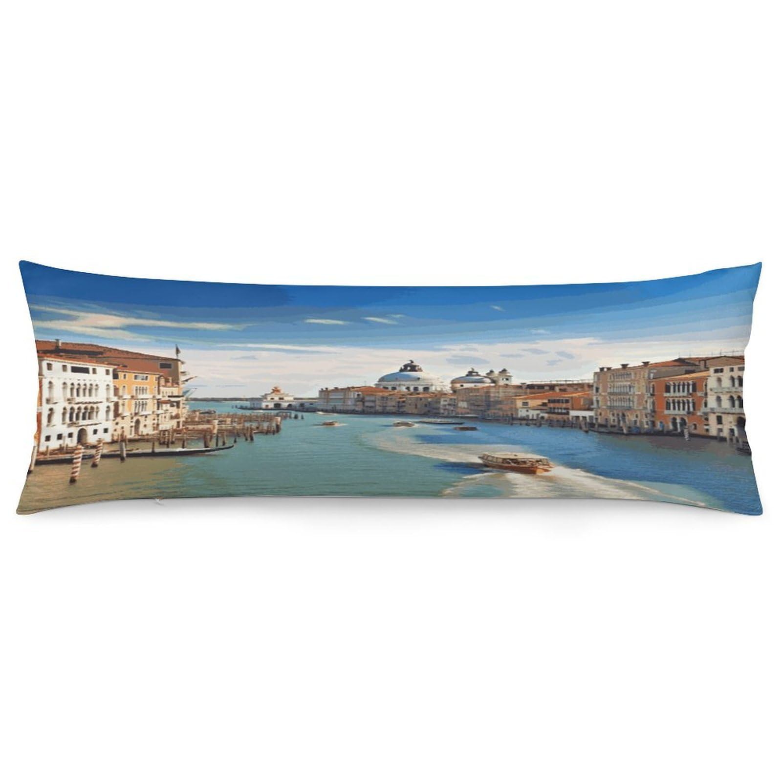Grand Canal in Italy Pillow Case Soft Breathable Long Pillowcover Pillow Protector Suitable for Sofas Car Chairs and Any Room