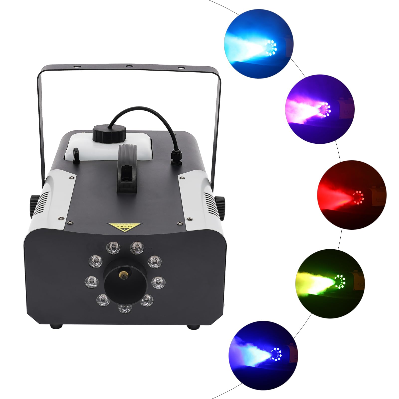 DMX 1500 W macchina per nebbia 2 l, 9 x 3 W 3 in 1 RGB LED per palcoscenico, fumo, macchina per nebbia con telecomando