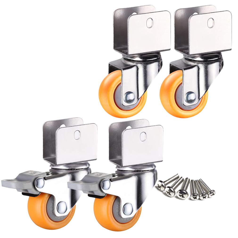 Pivot en U nylon 25mm pour meuble berceau chariot avec vis lot de 4
