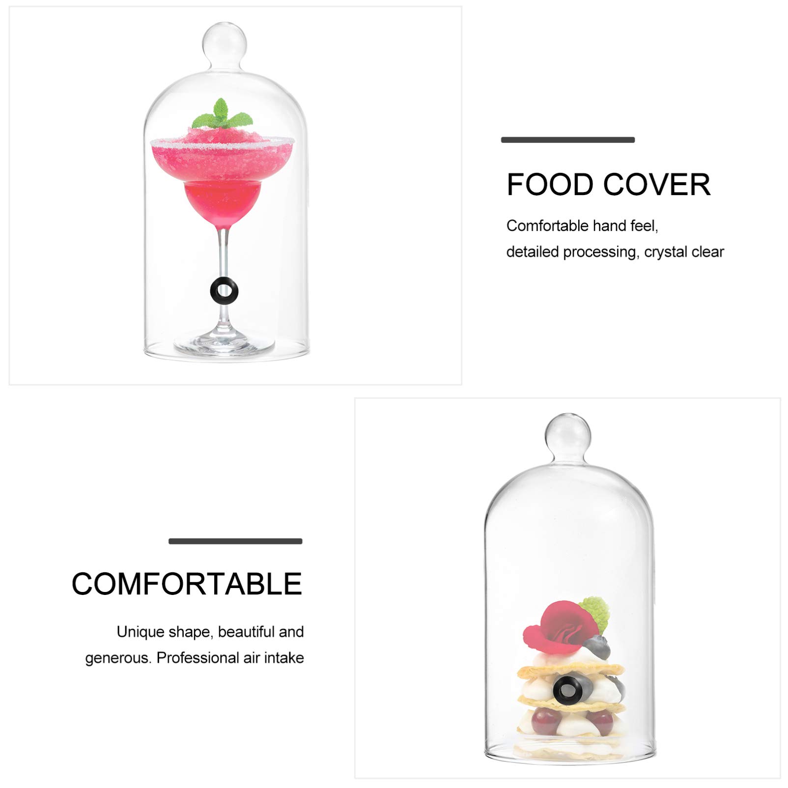 Cabilock Glass Cloche Dome Cover - Adjustable Rubber Port For Smoke Infusion, Food Display, Or Drink Cover, 12.5x12.5x20cm - View #11