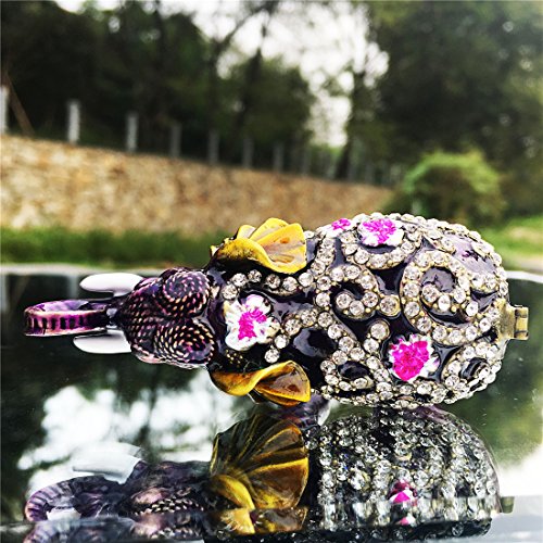 Waltz&F Purple Elephant Hinged Trinket Box Bejeweled Hand-Painted Ring Holder Animal Figurine Collectible #TOP4