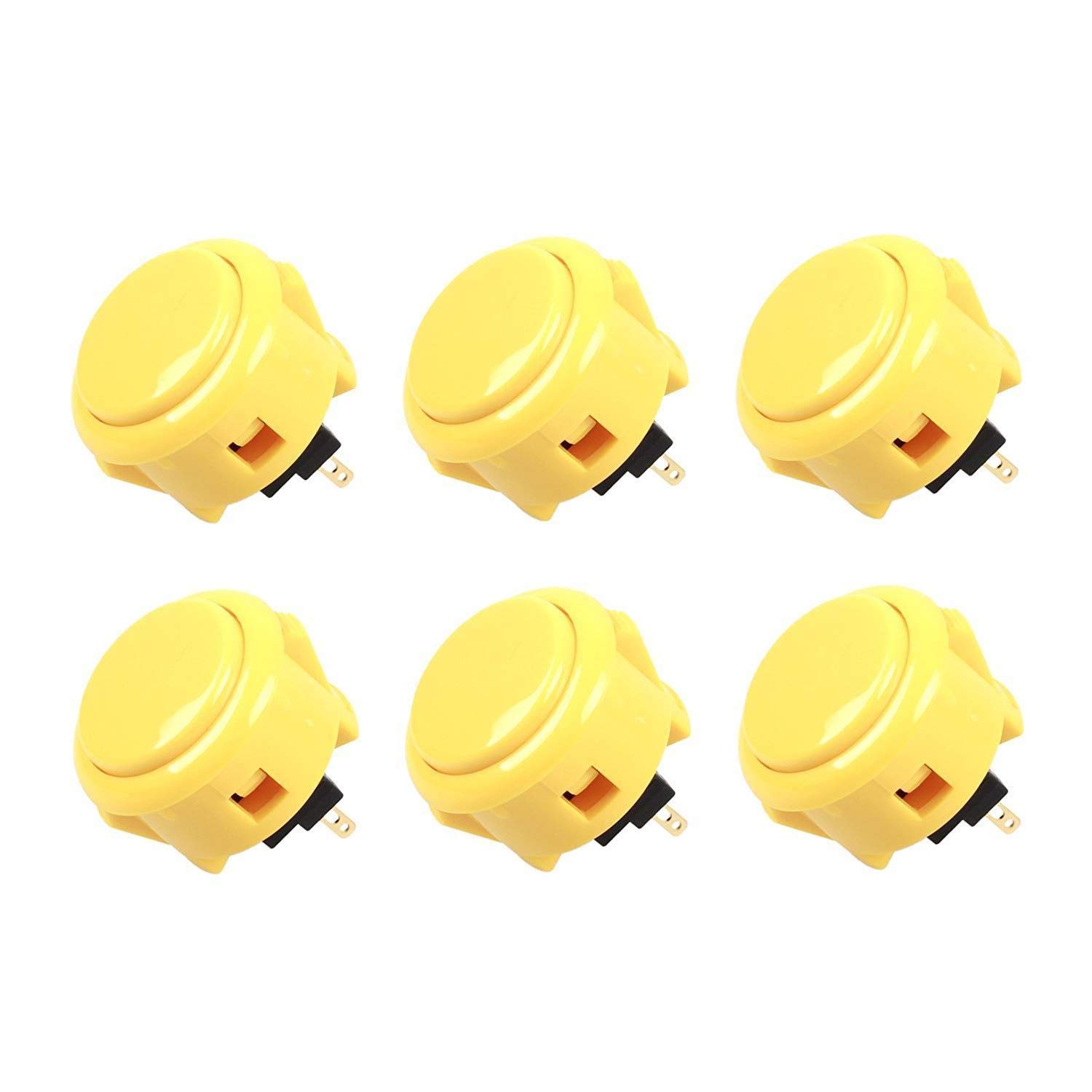 Sanwa 6 pcs OBSF-30 Original Push Button 30mm - for Arcade Jamma Video Game &amp; Arcade Joystick Games Console (Yellow) S@NWA