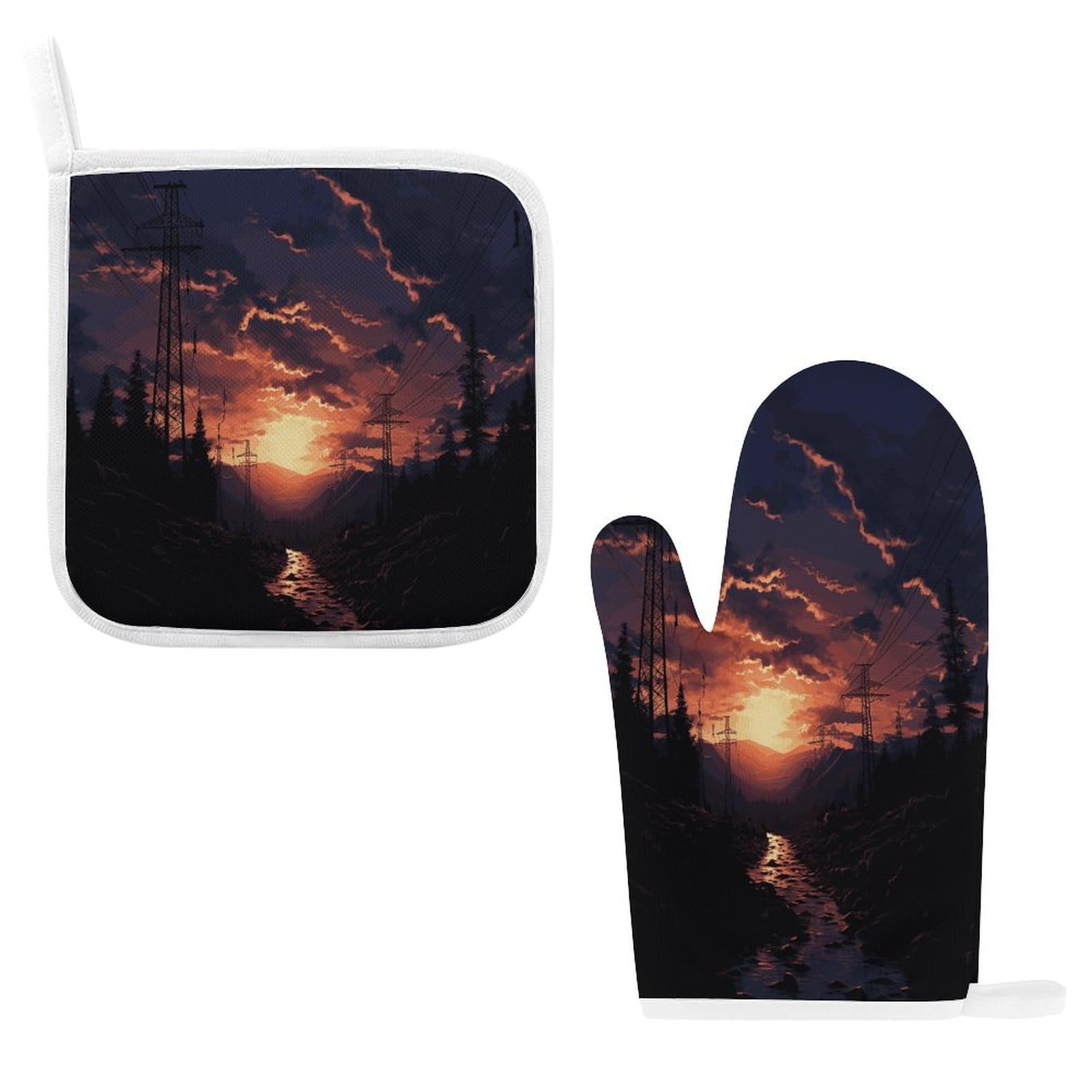 Fodpand Style Dusk Scenery Oven Mitts And Pot Holders Sets