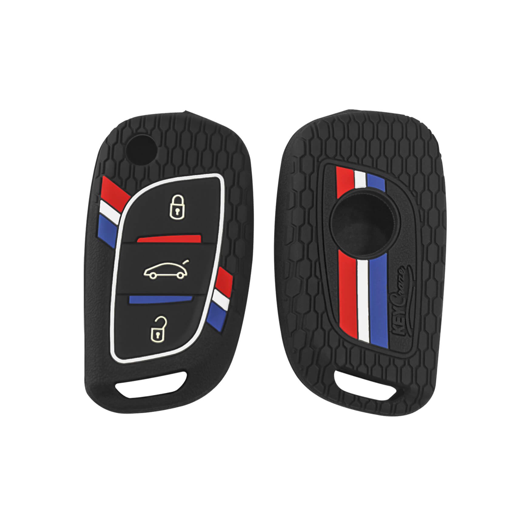 Keyzone Striped Silicone Key Cover for B11 DS Remote flip Key (Black)