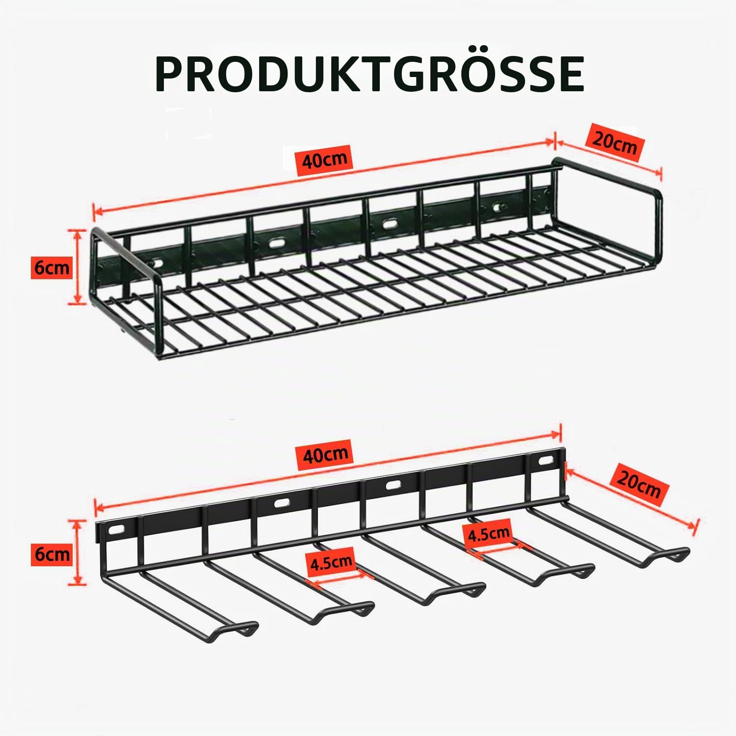 2-stöckiger Elektrowerkzeug-Organizer, Wandhalterung, Bohrerhalter für 4 Bohrmaschinen-Werkzeuge, rostbeständiges Metall, schnurloses Akku-Werkzeugregal für Garage, Werkstatt
