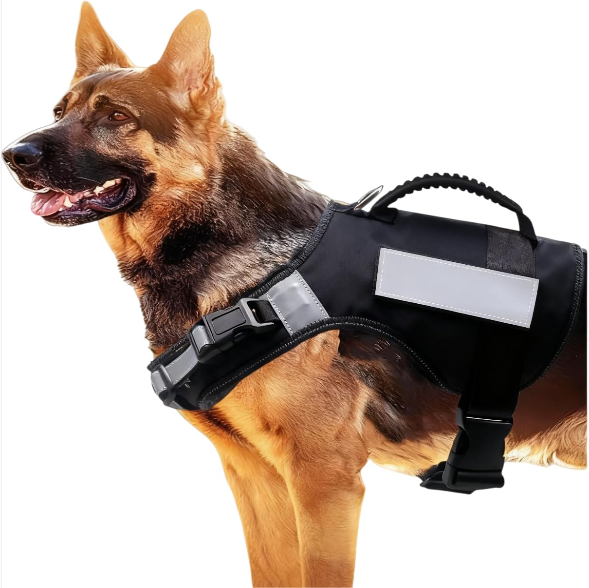No Pull Service Dog Vest Harness with Soft Handle and Reflective Stripe for Service Dogs, Adjustable Padded Vest with Removable Reflective Patches for Small Medium Large Dogs(L)