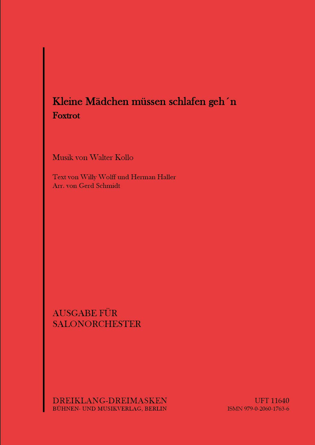 Kleine Mädchen müssen schlafen geh'n. Salon Orchestra. Score