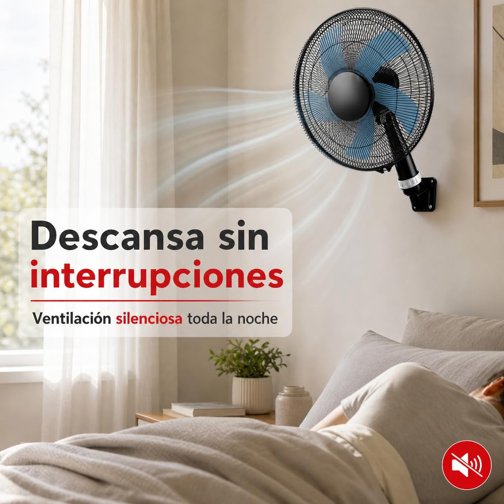 Sogo Ventilador 3 en 1 Silencioso Potente con 5 Aspas - Ventilador de Pie Sobremesa y Pared Versátil para Hogar y Oficina - Ventilador 16 Pulgadas Bajo Consumo con 3 Velocidades Ajustables