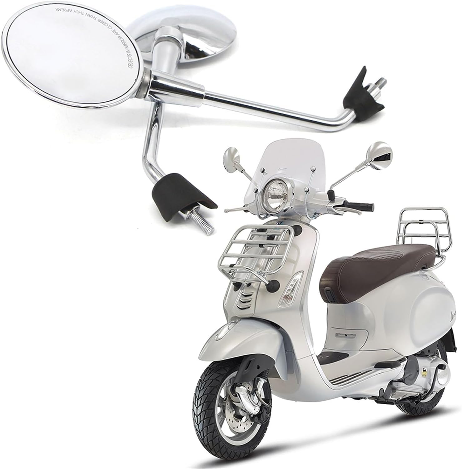 1paire Rétroviseur Moto,Retroviseur Embout Guidon For Vespa Primavera 4T-3V E2 E4 50 125 150 2T 4T 2013-2018 Miroirs moto Rearview Vue arrière Accessoires moto
