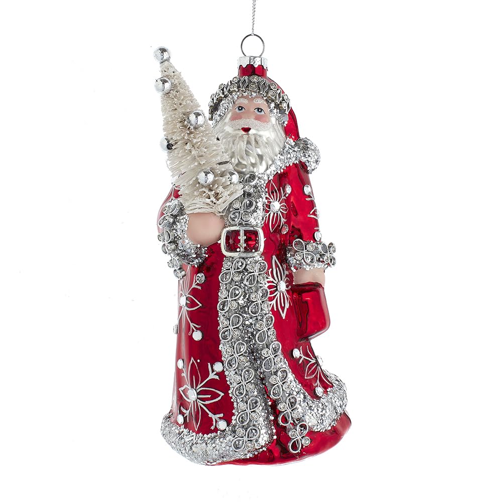 Décoration Père Noël avec Arbre Rouge et Argenté Kurt Adler 20 cm