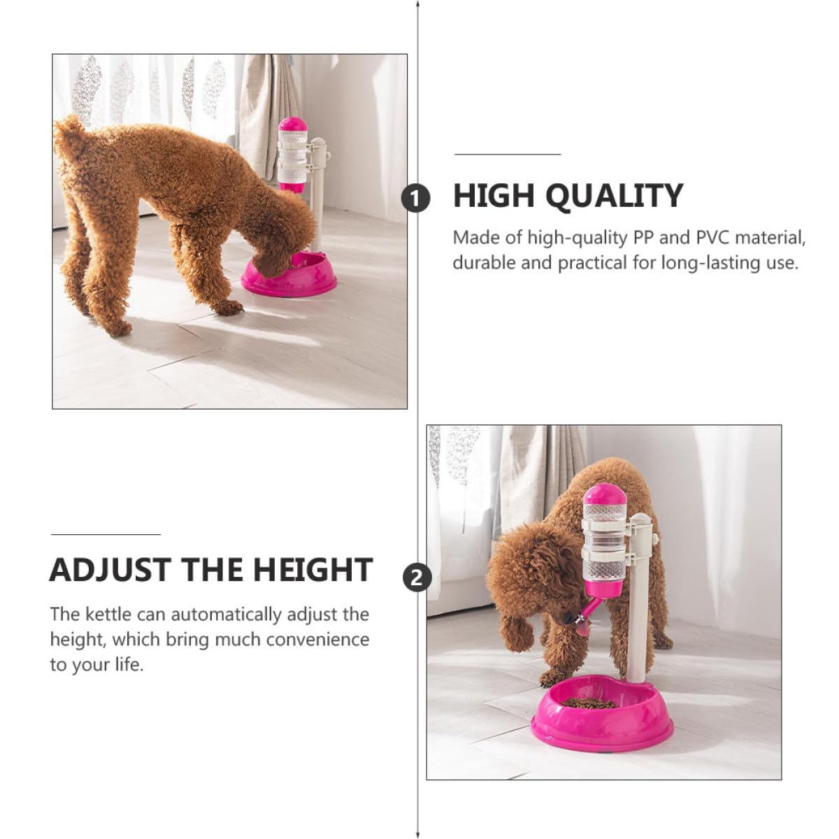 YARNOW Alimentador Automático para Mascotas Bebedero Visualizado de 500ml, Botella Desmontable de PP y PVC Adecuado para Perros Cuenco Elevable