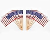 100 Pcs Mini Stick Cupcake Toppers Flags,Party Decoration Celebration Cocktail Food Bar Cake Flags (America)