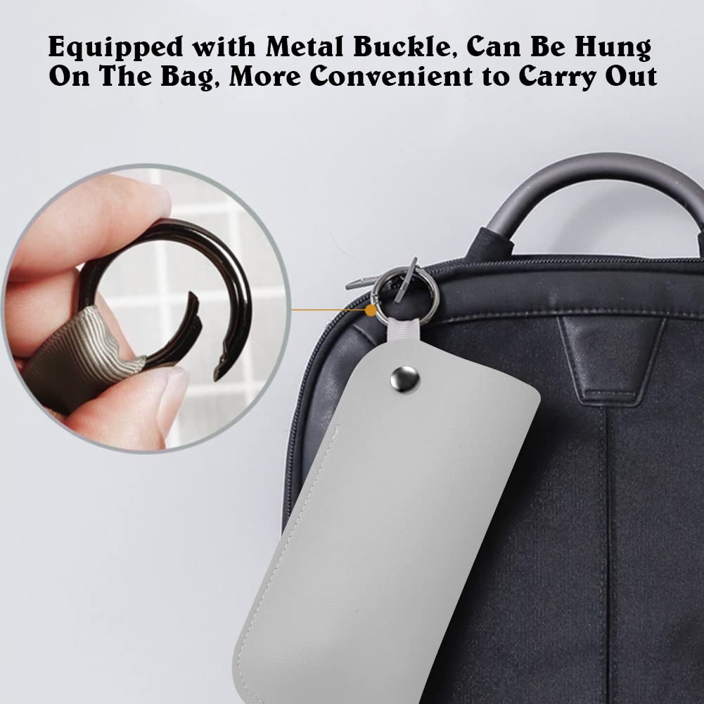 k111 2 PACK Artificial Leather Slim Travel Sunglasses Case Holder with Carabiner Hook Soft Leather Eyewear Sleeve unisex (Purple&Gray)…, One Size (zs101)