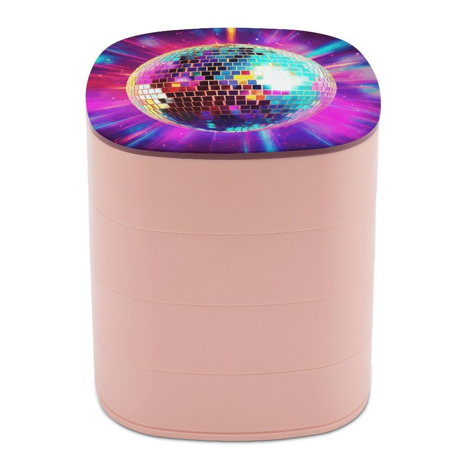 JTREHY Space Disco Ball Jewelry Box 4-Layer Covered Rotating Jewelry Storage Box Large Capacity Storage Boxes Portable Jewelry Case for Bracelets Earrings Necklace