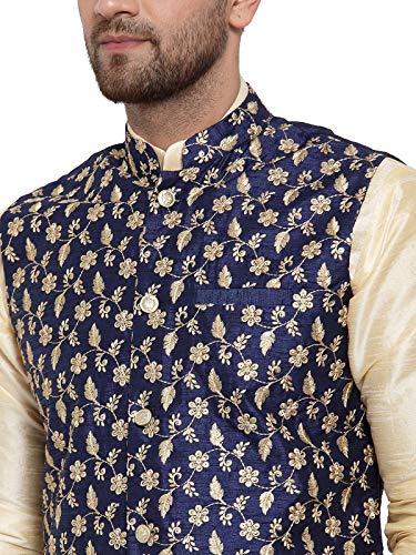 Image of KRAFT INDIA Men's Stylish Silk Kurta with Churidar & Nehru Jacket Set