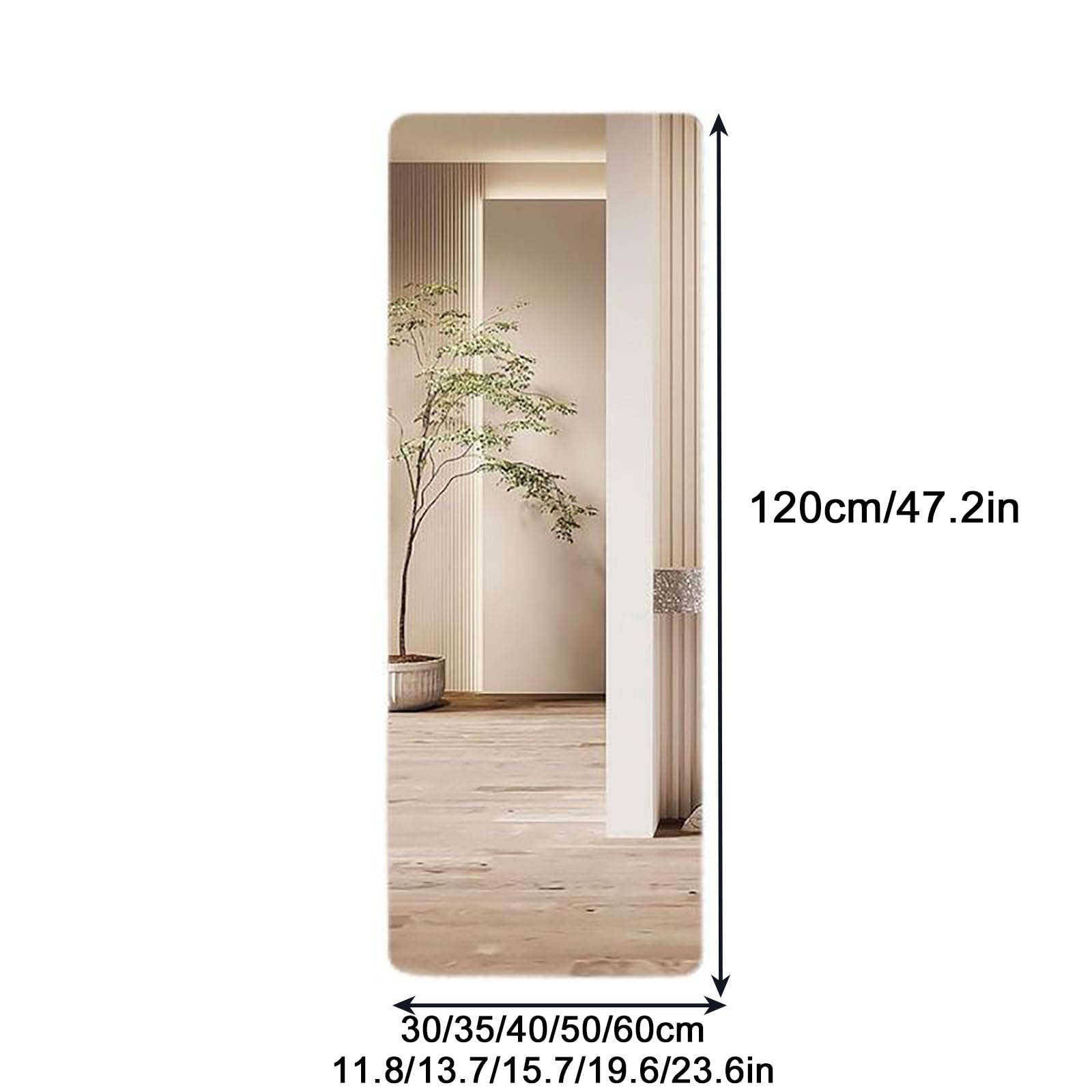 Specchio con angoli arrotondati, infrangibile, a figura intera, per il bagno, può essere appeso alla porta, da incollare ovunque, decorazione della stanza