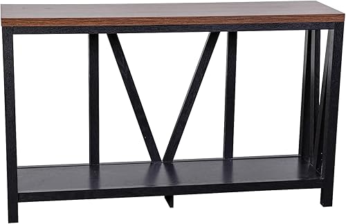 Miniatura 10 de Flash Furniture Charlotte Farmhouse - Mesa consola de 2 niveles, marco de madera de ingeniería con acabado de roble cálido, mesa con acabado de