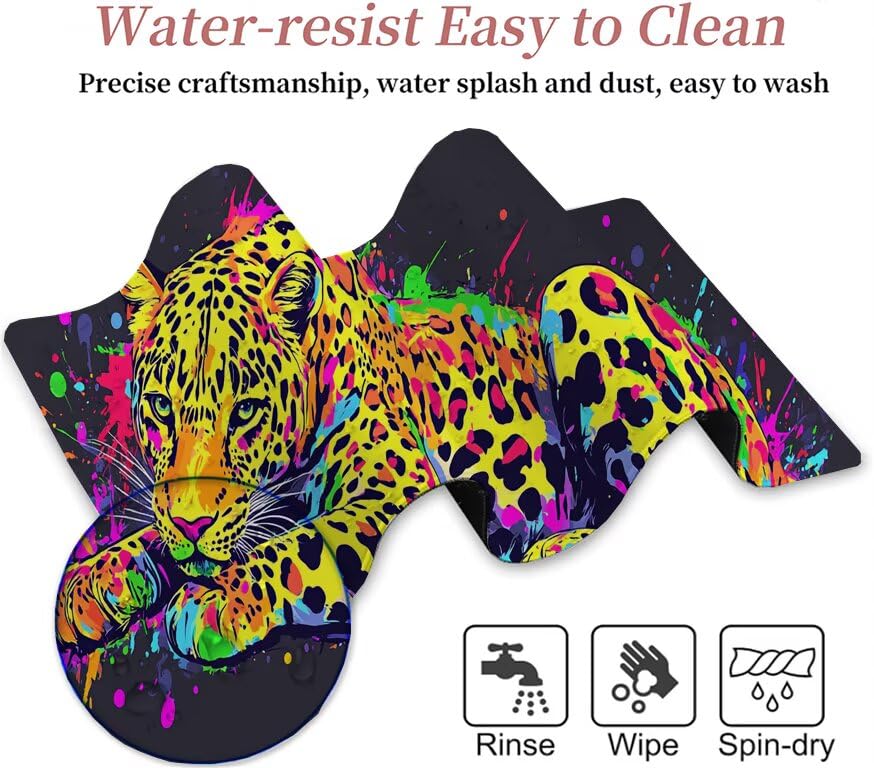 Tapis de souris grand format léopard avec base caoutchouc durable