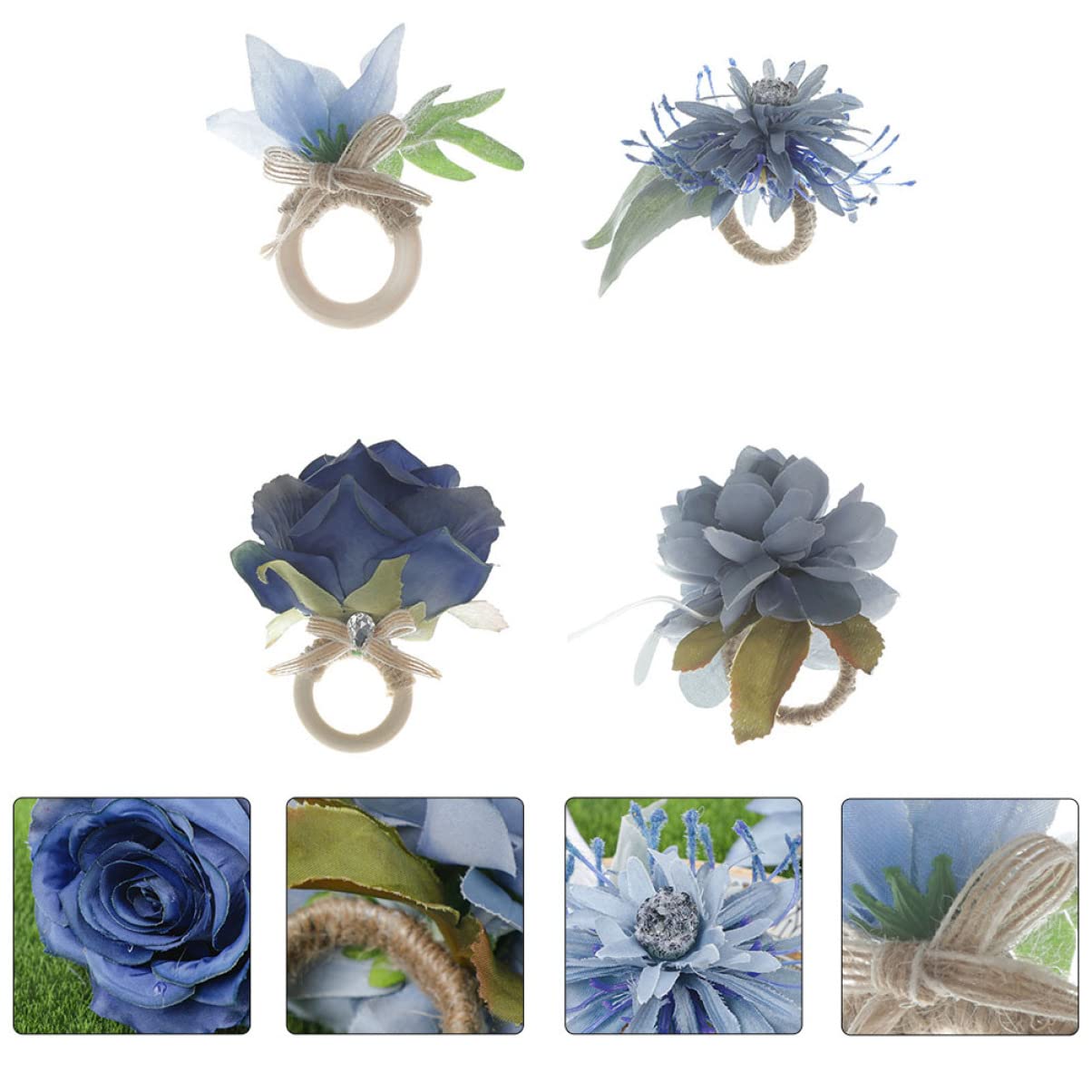 Zerodeko 12stücke Kreative Tischdeko Für Hochzeiten Elegante Blumen-Napkin Clasps Aus Jute Für Festliche Anlässe Für Restaurants Und Zuhause