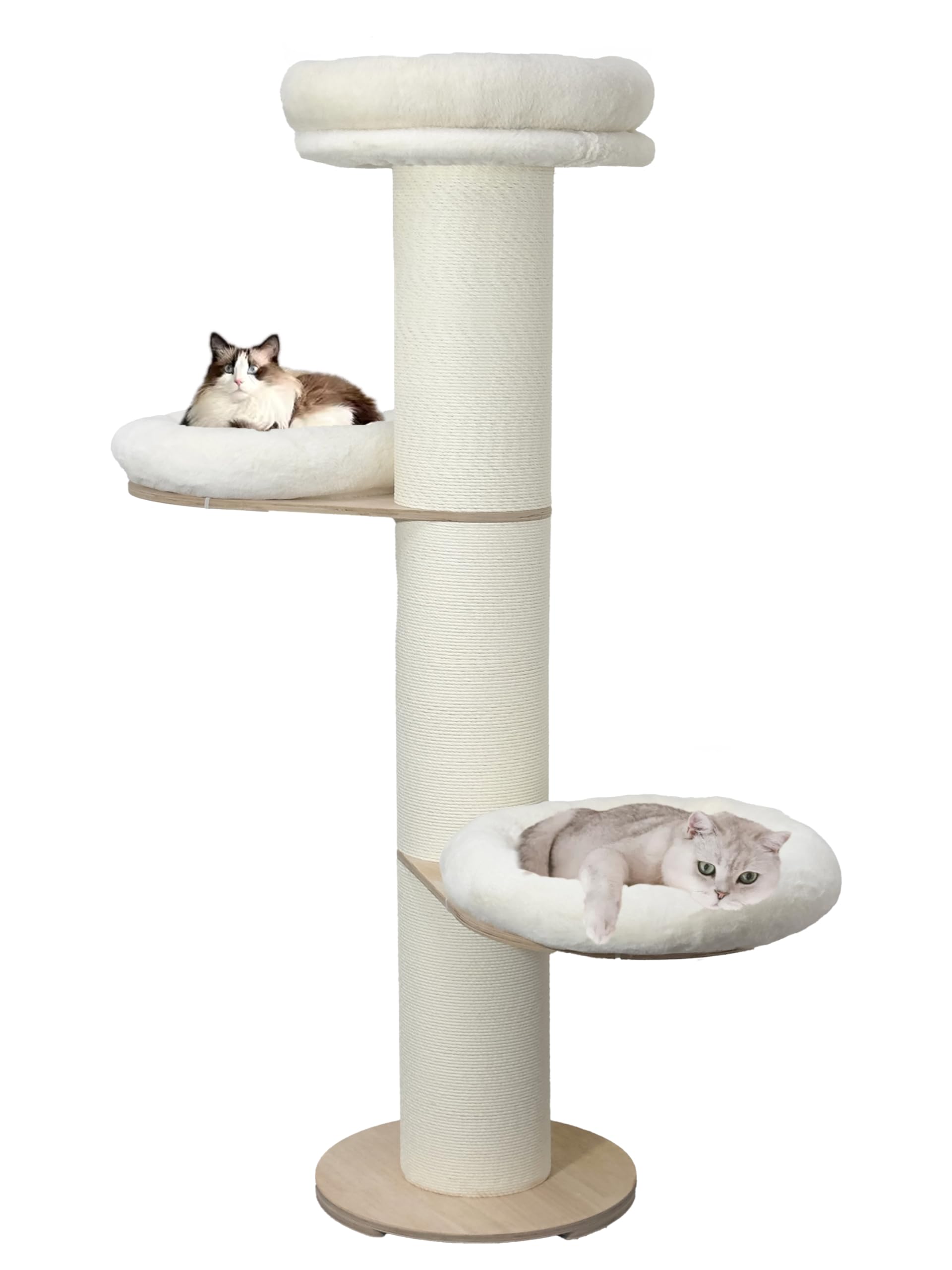 63'' Tall Cat Trees, Wall Mounted Cat Tower with 8.66-inch Widen Scratching Posts, Extra-Large Cat Scratching Tree with 3 Cozy Plush Cat Nest